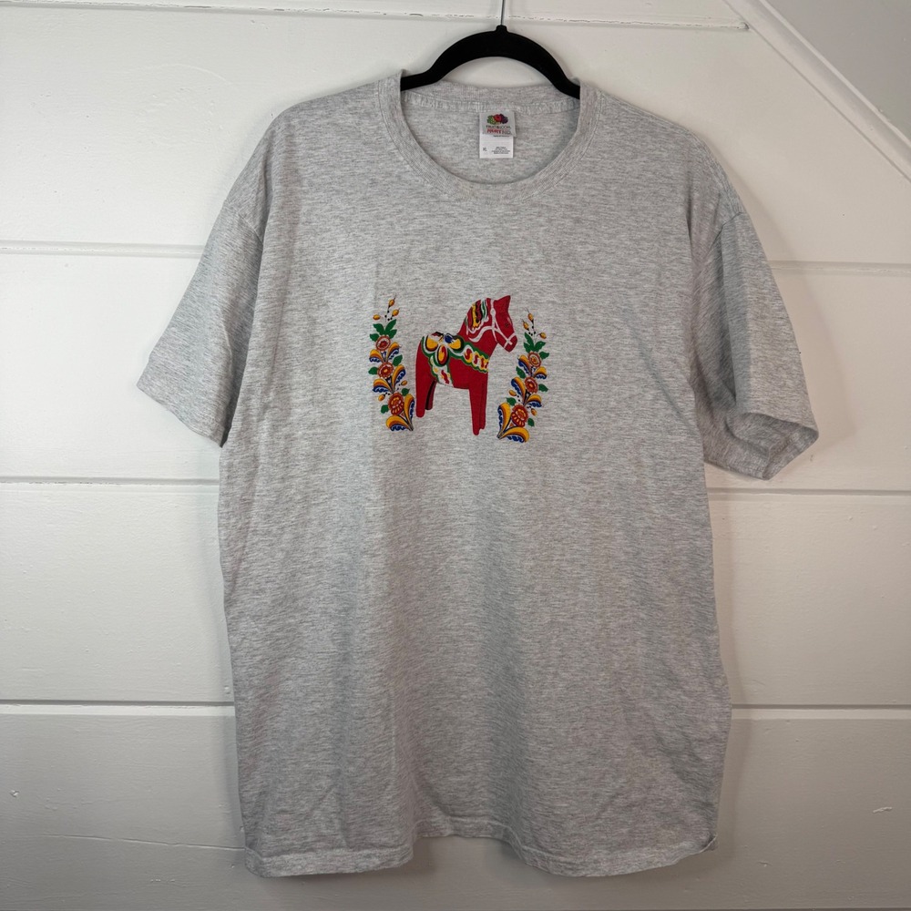 Dala Horse Swedish Folk Art T‎ Shirt XL Graphic Print Midsommar